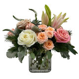 Holiday Bijou Blooms Fresh Flower Hand-Tied Bouquet + Vase