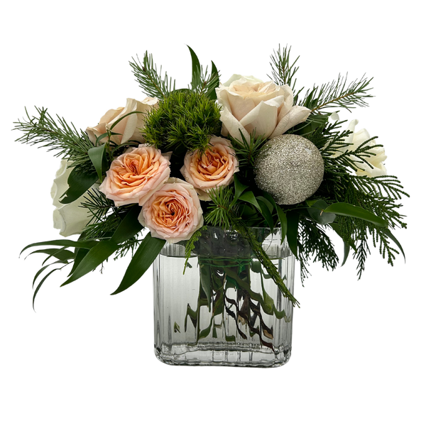 Holiday Bijou Blooms Fresh Flower Hand-Tied Bouquet + Vase